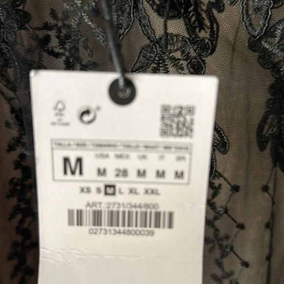 Zara Black Sheer Embellished Lace Night Out Dress - Picture 8 of 8